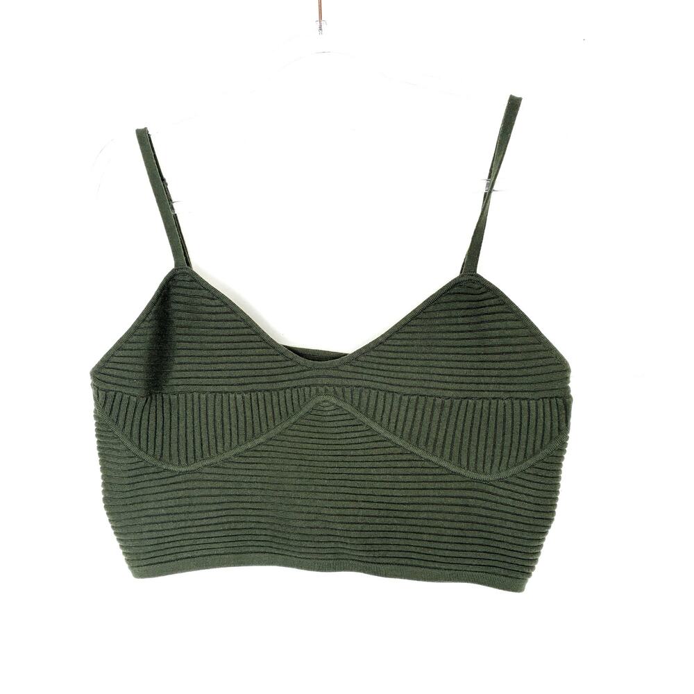 Aerie Dark Green Ribbed Crop Top Corset NWOT Womens X-Large